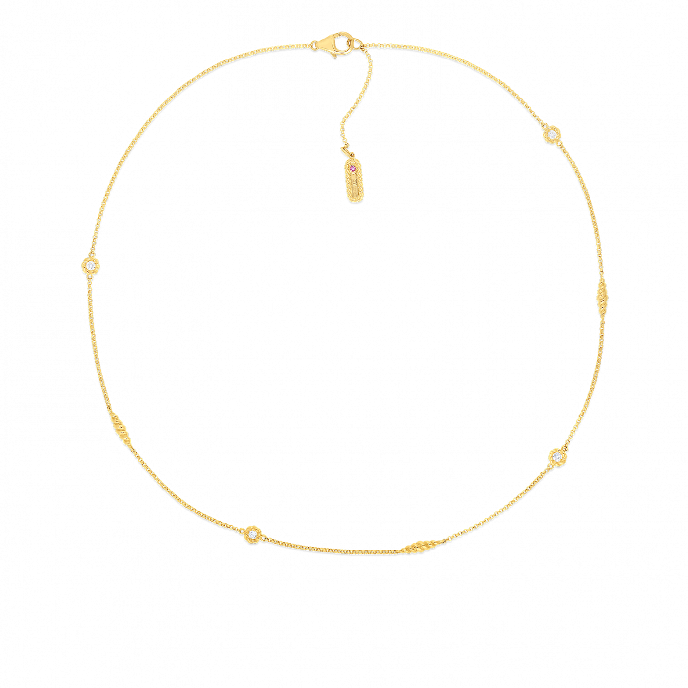 Roberto Coin 18kt Gold Necklace With Alternating Diamond - Body Jewelry (1410x1800), Png Download