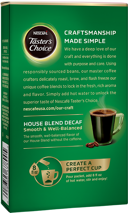 Nescafé Taster's Choice House Blend Decaf Single Serve - Instant Coffee (508x691), Png Download