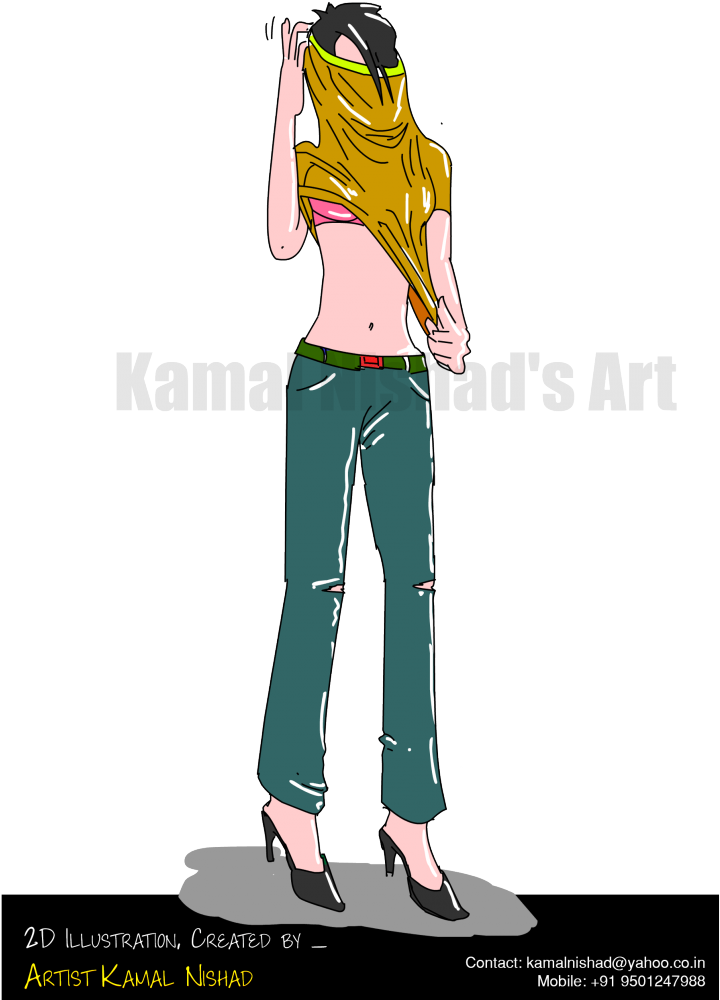 A Growing Cute Teen Girl, Feeling Her T-shirt Is Going - Photobucket Icon (722x1024), Png Download