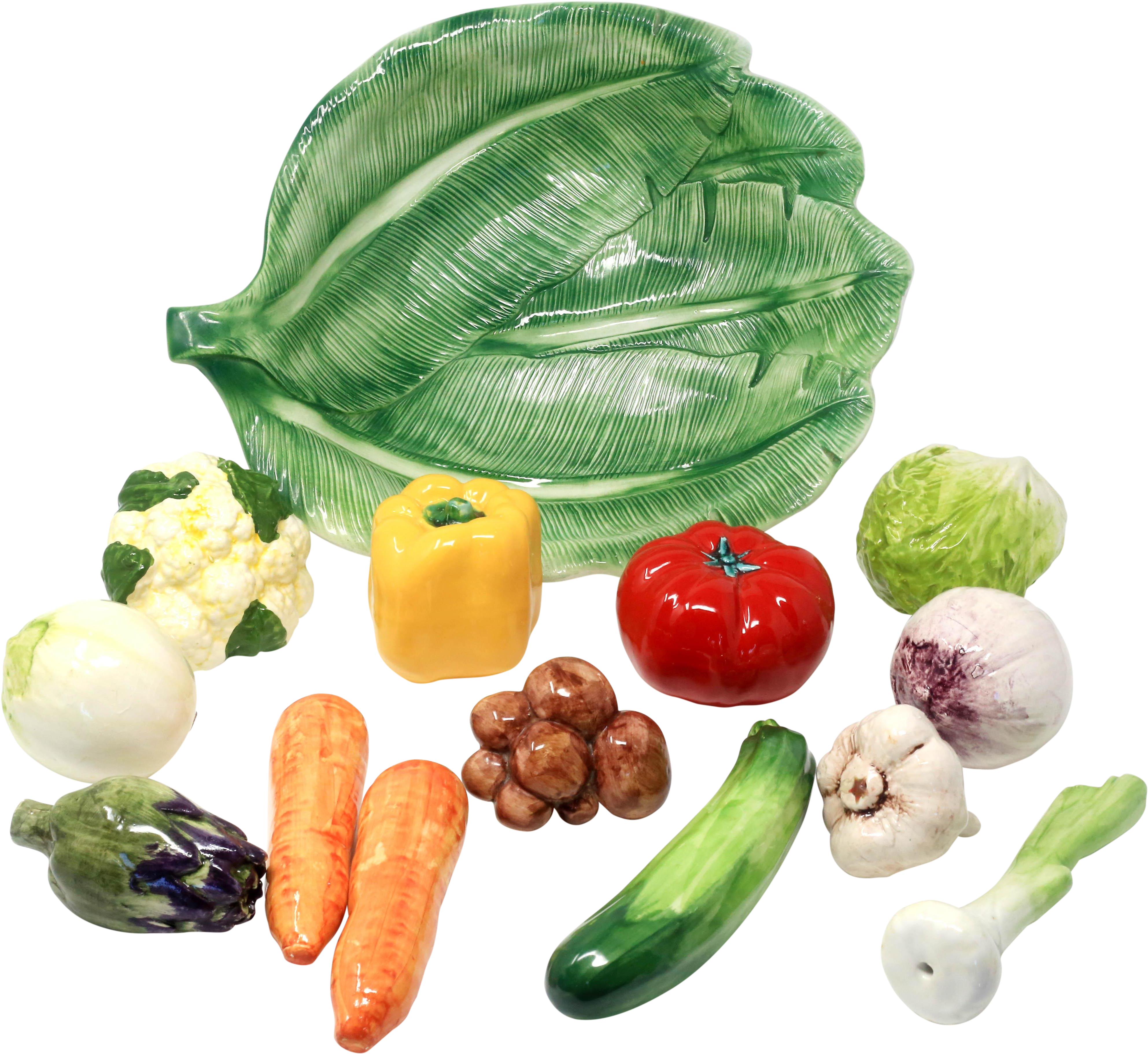 Large Vintage Italian Ceramic Banana Leaf Bowl With - Natural Foods (4410x4048), Png Download