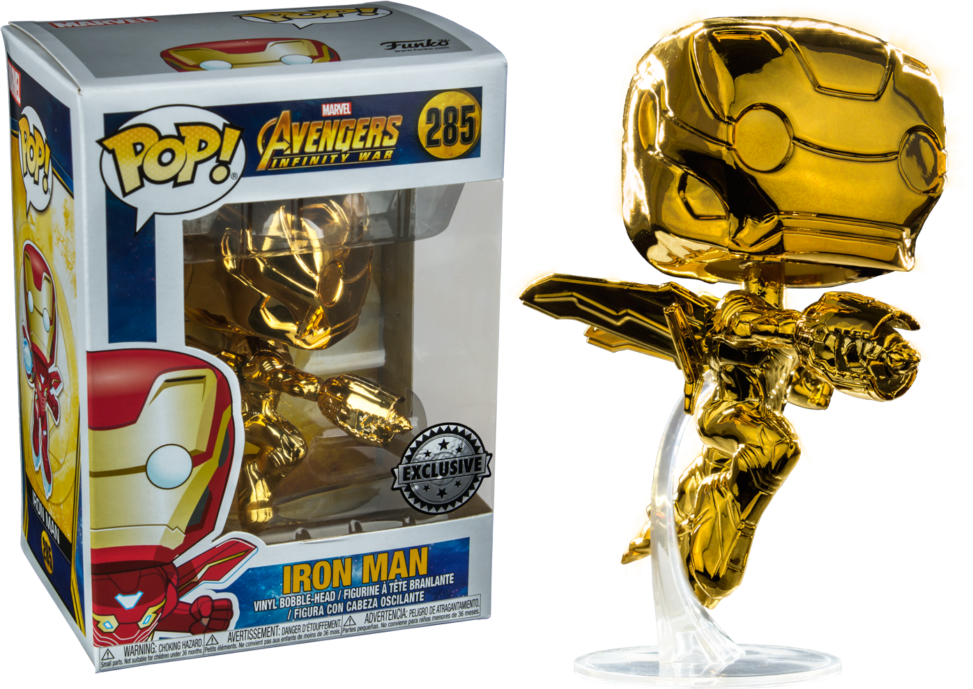 Avengers - Chrome Iron Man Pop (1406x1000), Png Download