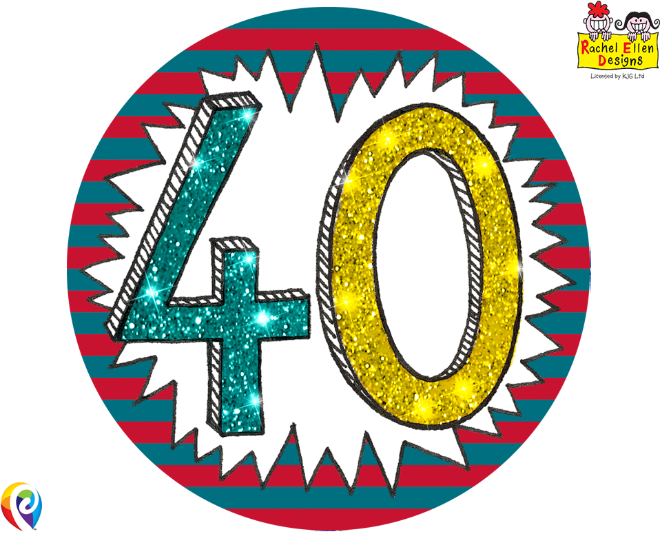 12cm Rachel Ellen Age 40/40th Birthday Multi Colour - Circle (1000x800), Png Download
