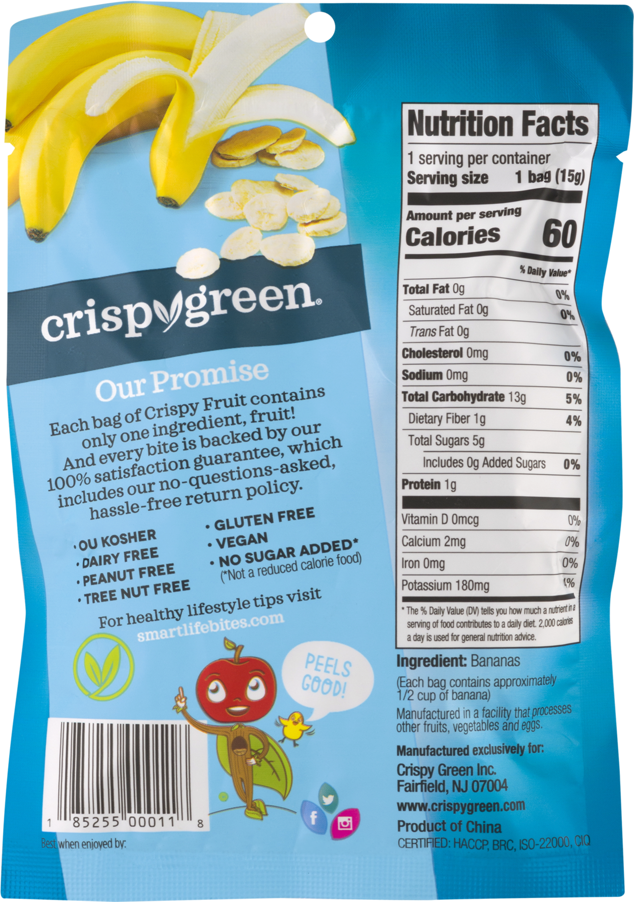 Crispy Green Crispy Fruit 100% Freeze-dried Banana, - Banana (1800x1800), Png Download