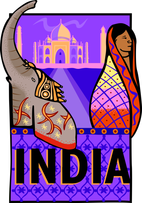 Vector Illustration Of India Postcard Design Featuring - Poster Of Tourism In India (491x700), Png Download