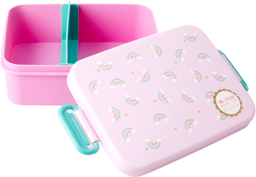 Pink Rainbow Print Lunchbox By Rice Dk - Tupper Infantil Compartimentos (1000x1000), Png Download