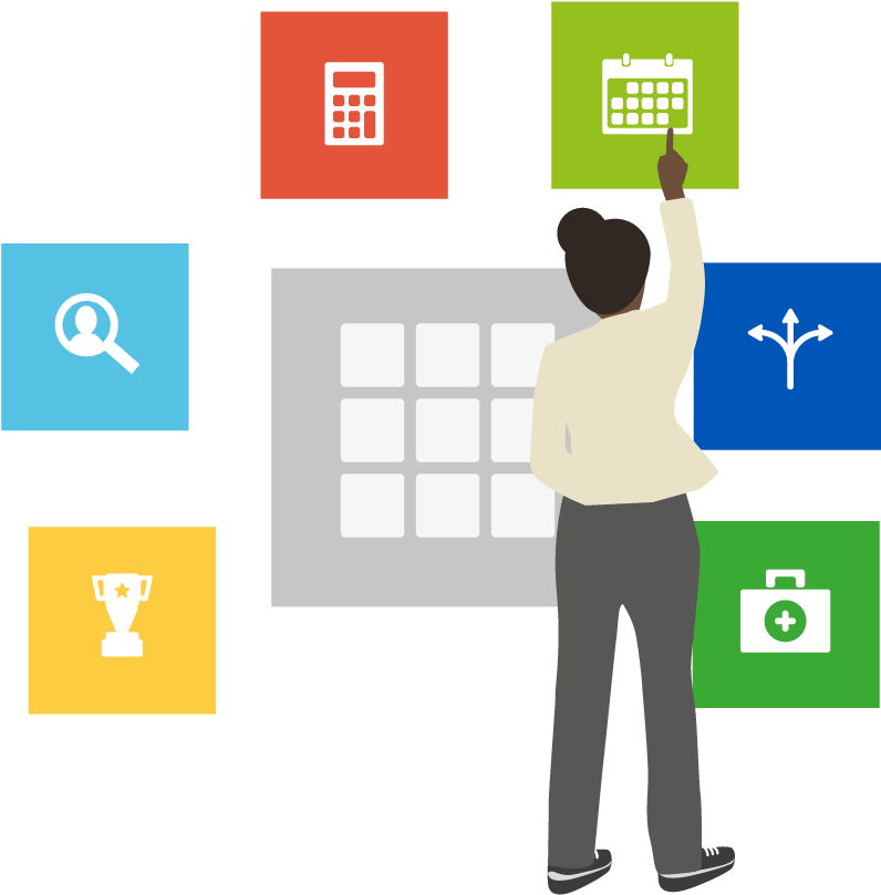 A Woman Selecting Calendar Icon - Shared Service Icon (1064x1005), Png Download