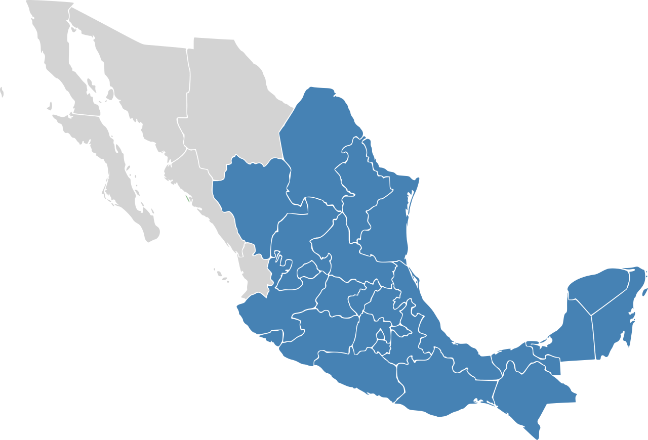 Tiempo Del Centro - Transparent Mexico Map Black (1280x870), Png Download