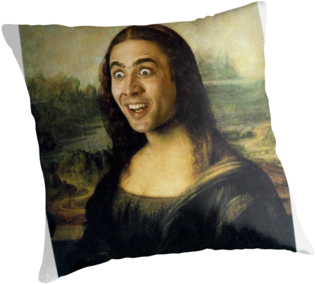 Nicholas Cage Mona Lisa Throw Pillows Maximumlobsters - Renaissance Leonardo Da Vinci Mona Lisa (875x875), Png Download