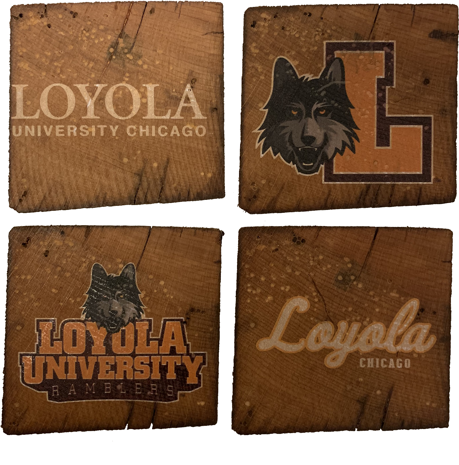 Loyola University Chicago Reclaimed Barn Beam Coaster - Terrier (1772x1772), Png Download
