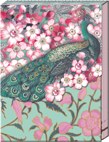 Cherry Blossom Peacock Pocket Note Pad - Peafowl (600x600), Png Download