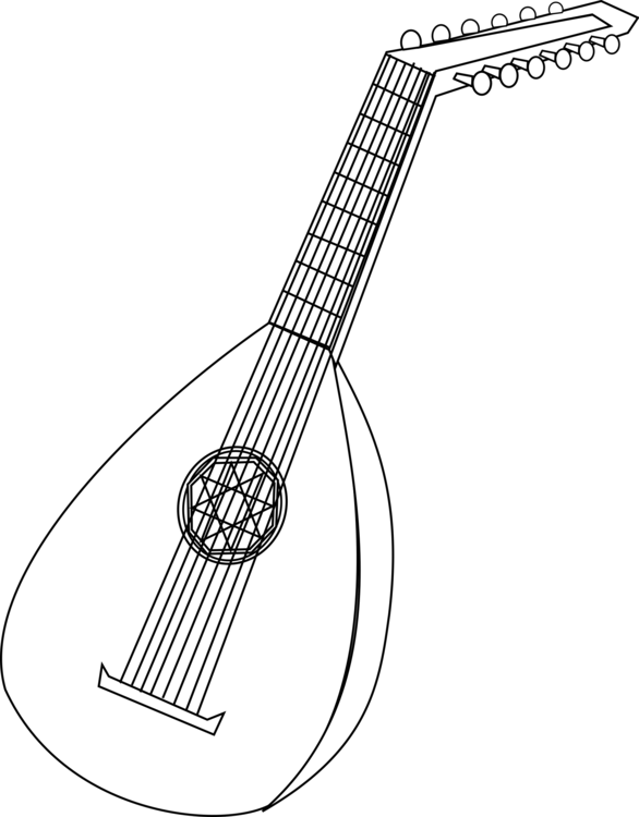 Musical Instruments Lute Coloring Book String Instruments - Lute Clip Art (586x750), Png Download