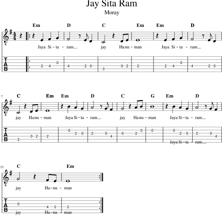 Jay Sita Ram - Sheet Music (850x1100), Png Download