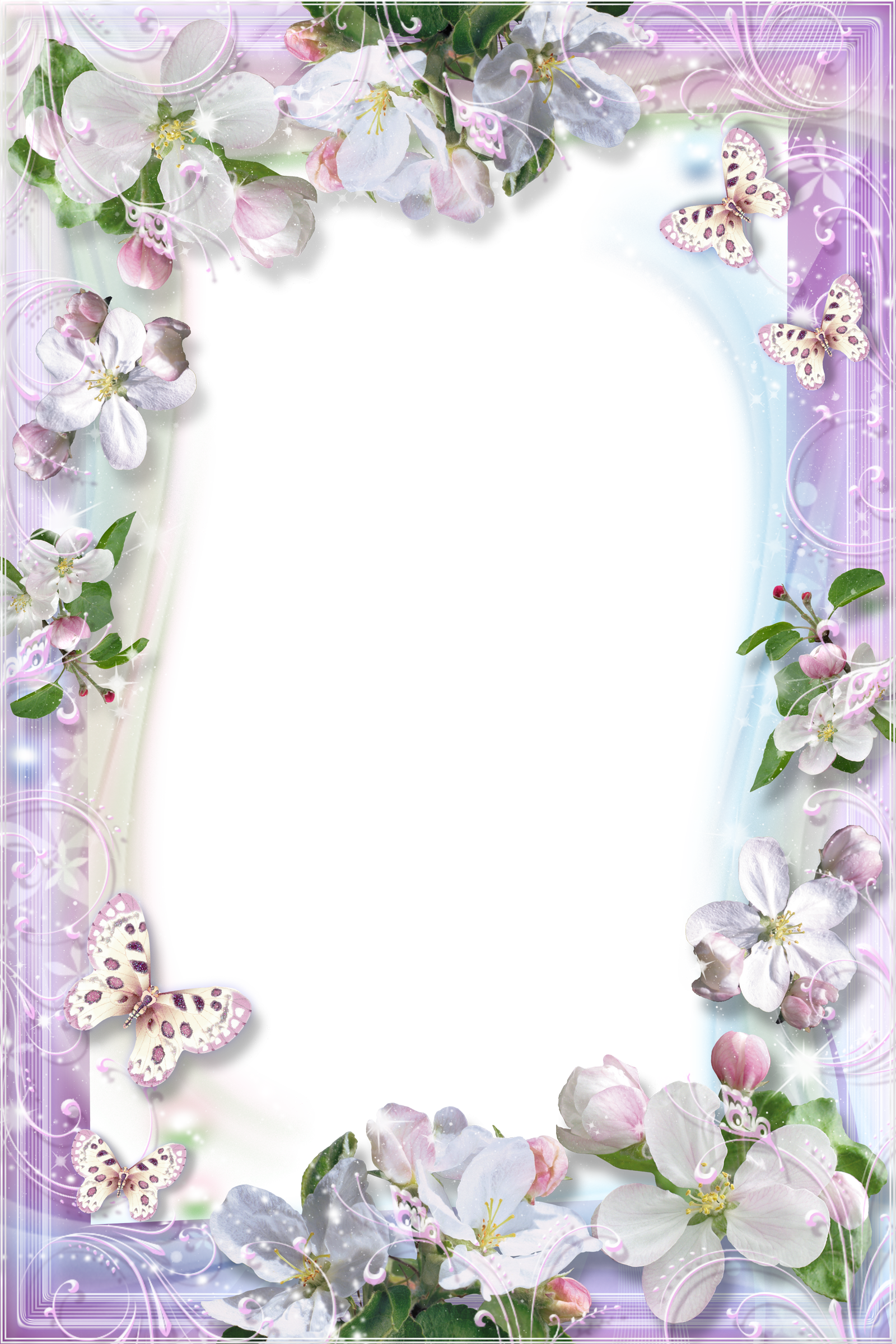 Beautiful Flowers Transparent Frame Gallery Yopriceville - Beautiful Transparent Frame Flowers (1600x2400), Png Download