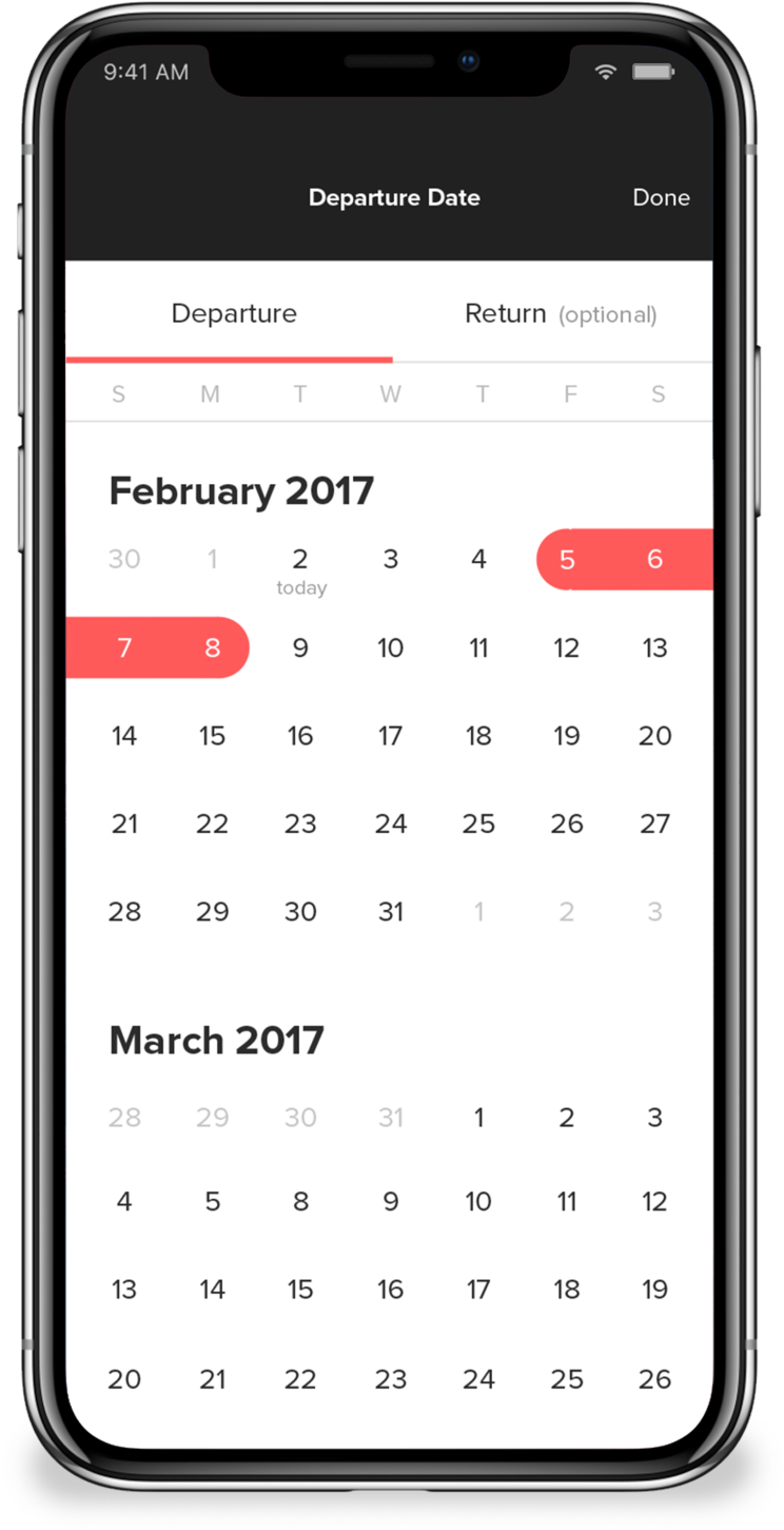 This Is The Date Picker View, Where The User Can Select - Search Results Screen In App (1000x1709), Png Download