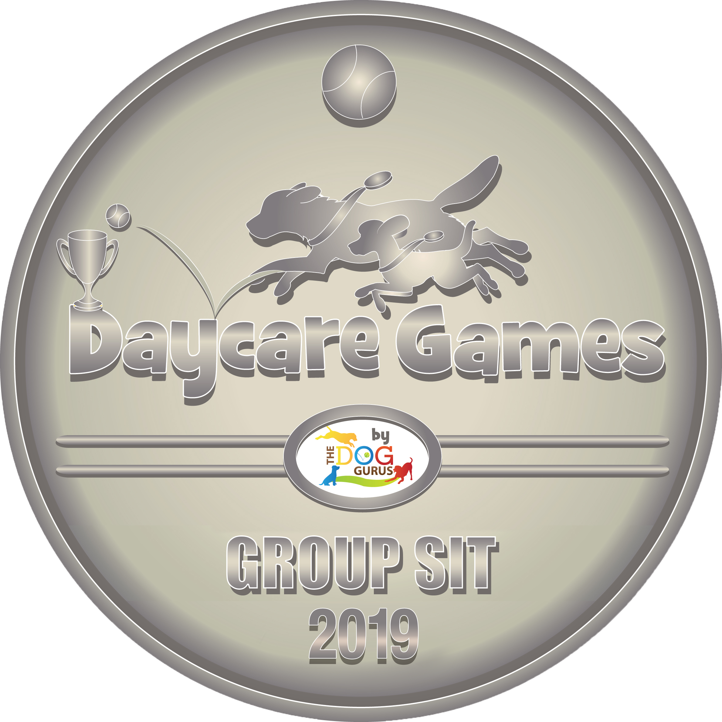 Download Silver Group Sit Medal - Dog (2379x2379), Png Download