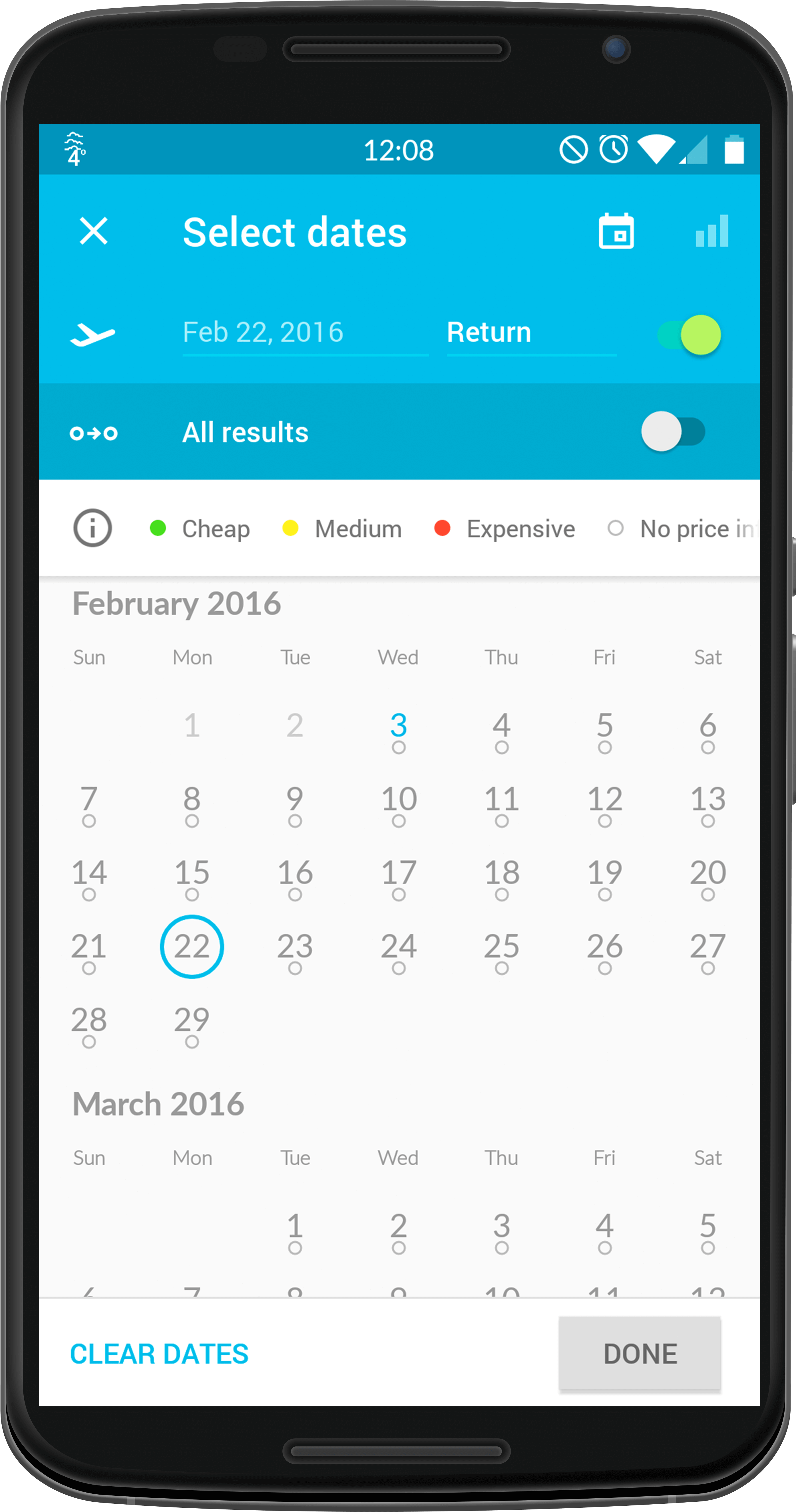 Skyscanner Departure Date Skyscanner Return Date - Date Picker Mobile App (3123x5732), Png Download