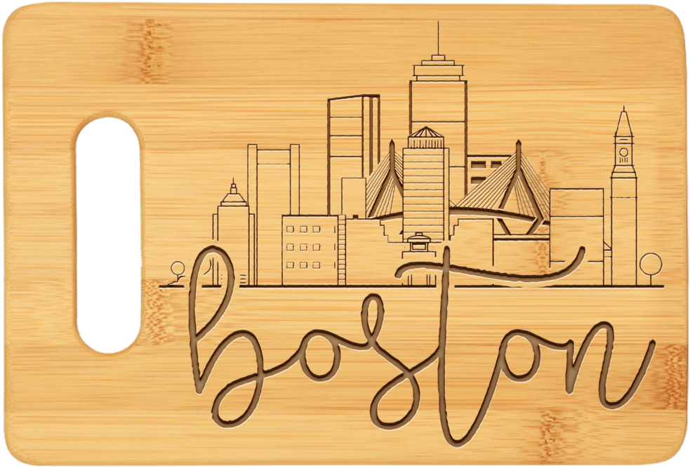 Boston City Skyline Bamboo Cutting Board - Boston Cityscape Line Drawing (1000x1000), Png Download