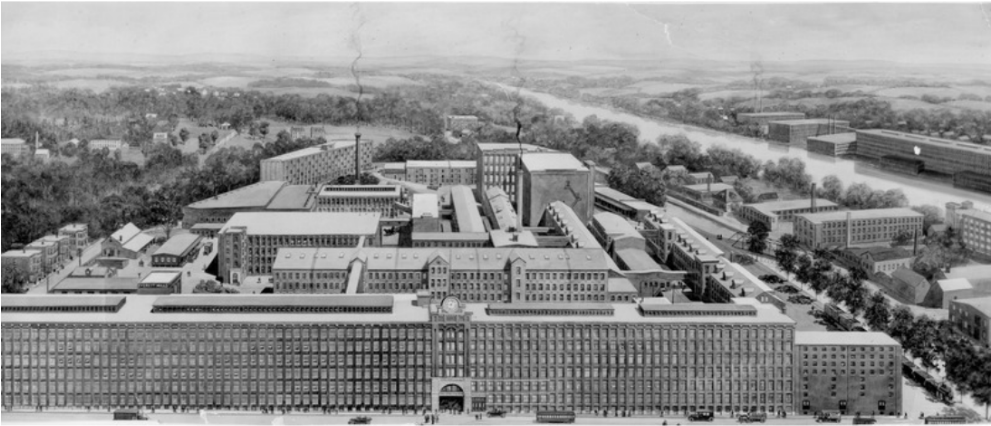 Lawrence Textile Mill - Monochrome (990x556), Png Download