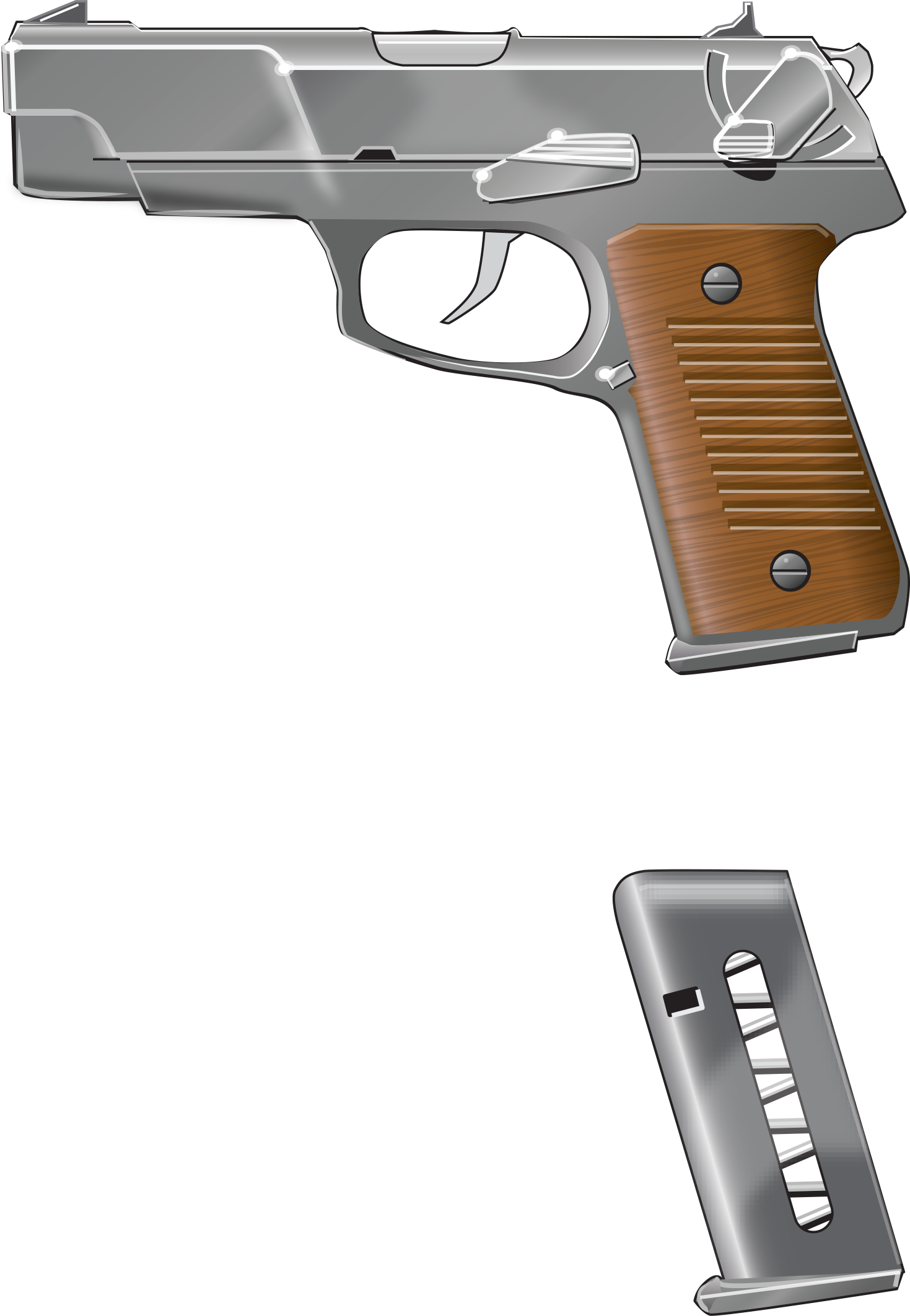 Semi-automatic Pistol - Semi Automatic Pistol (1469x2125), Png Download