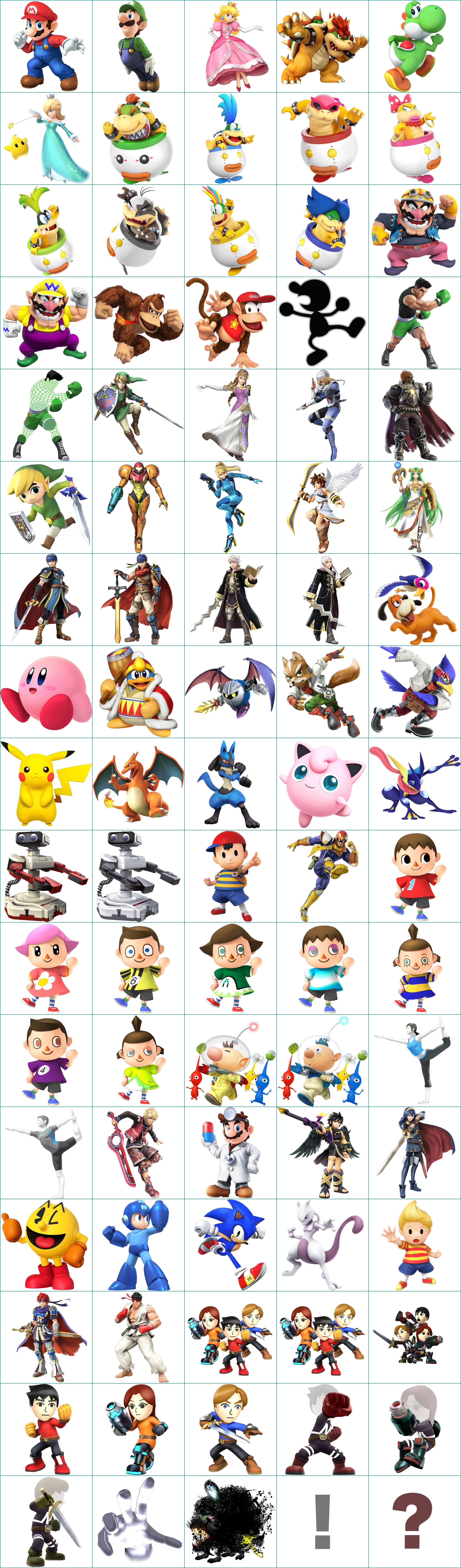 Click For Full Sized Image Character Renders - Mii Gunner Sprite Sheet (2572x8740), Png Download