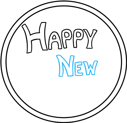 How To Draw Happy New Year - Happy New Year Drawing (680x678), Png Download