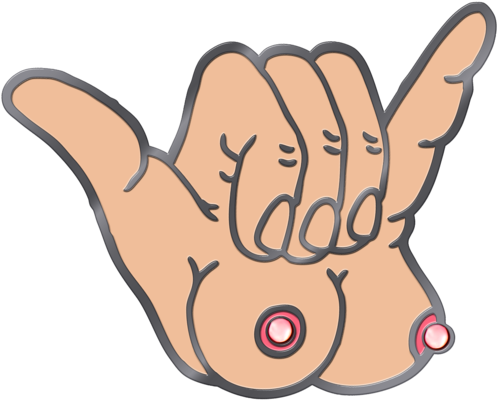 Titty-shaka Blinker Pin - Shaka Titties (600x600), Png Download