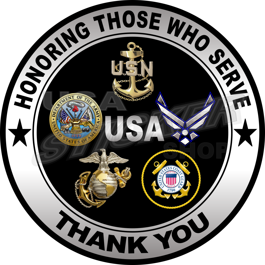 Army Thank You “honoring Those Who Serve” Sticker Round - Marine Corps (1080x1080), Png Download