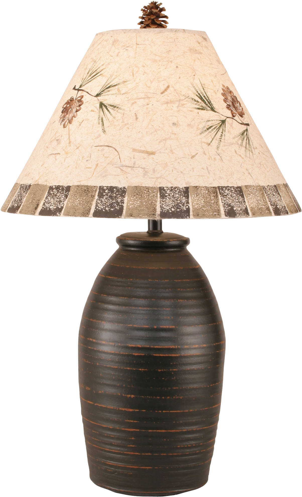 Distressed Black Ginger Jar W/ Pine Cone Shade (1500x2100), Png Download