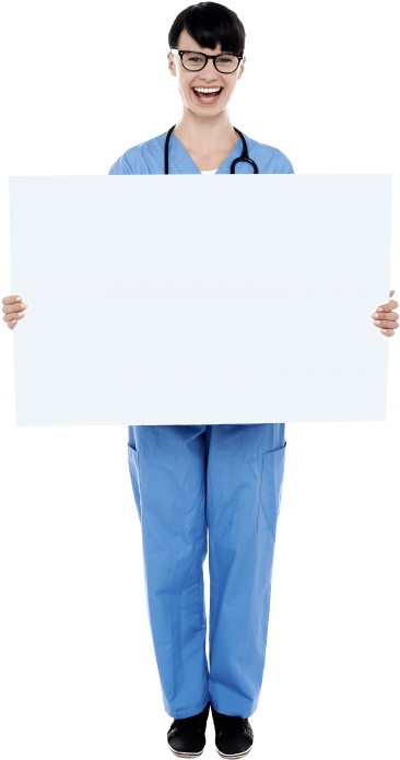 Free Png Download Doctor Holding Banner Png Images - Cartoon (480x722), Png Download