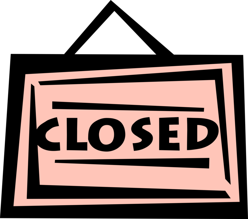 Vector Illustration Of Retail Merchandising Closed - Sign (791x700), Png Download