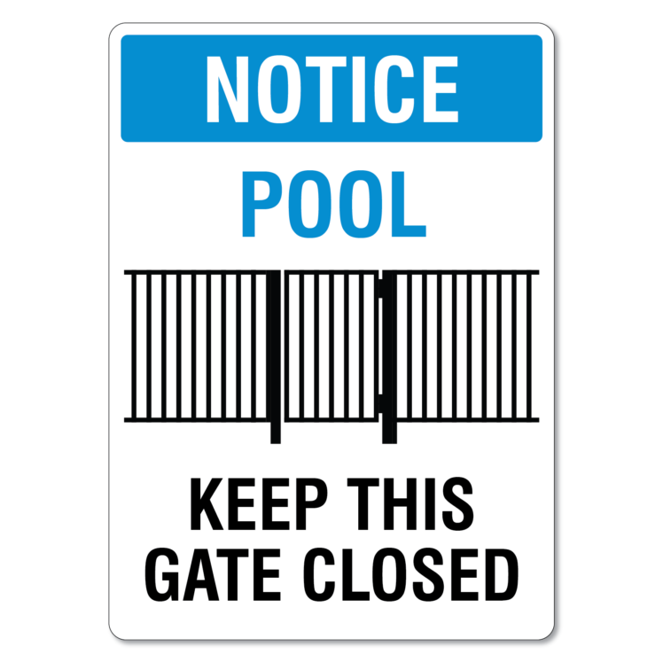 Notice Pool Keep This Gate Closed Sign - Printing (1024x746), Png Download