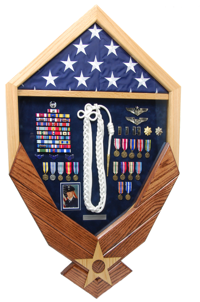 Air Force Wings Shadow Box Display With Flag - Emblem (898x1280), Png Download