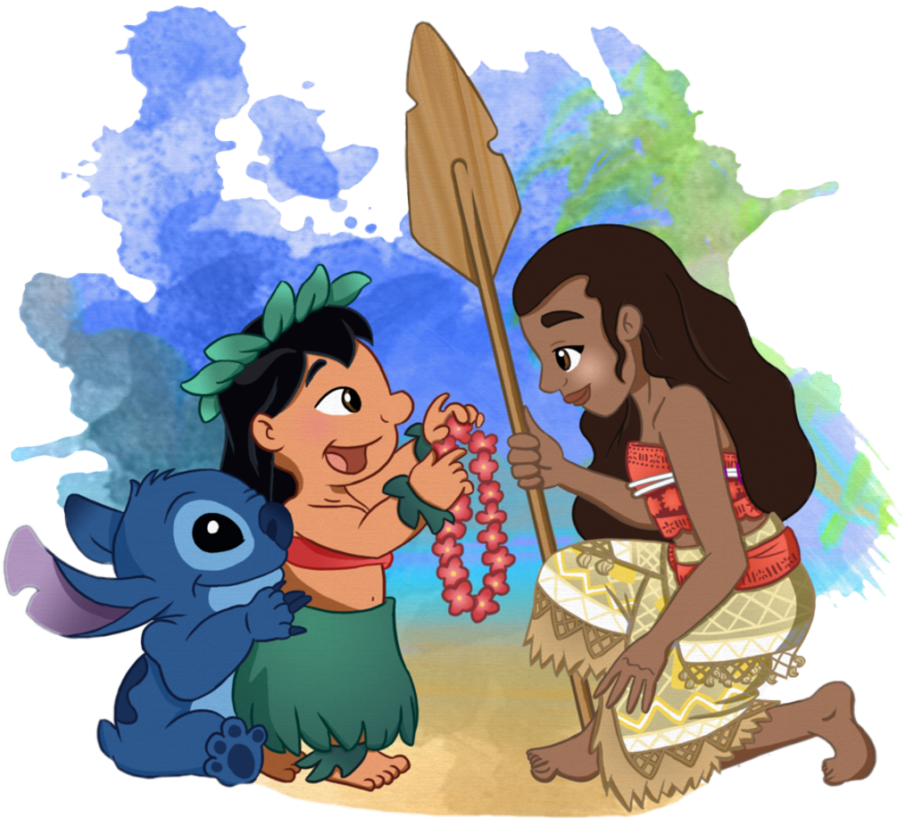 Lilo Sticker - Lilo And Stitch And Moana (1024x917), Png Download
