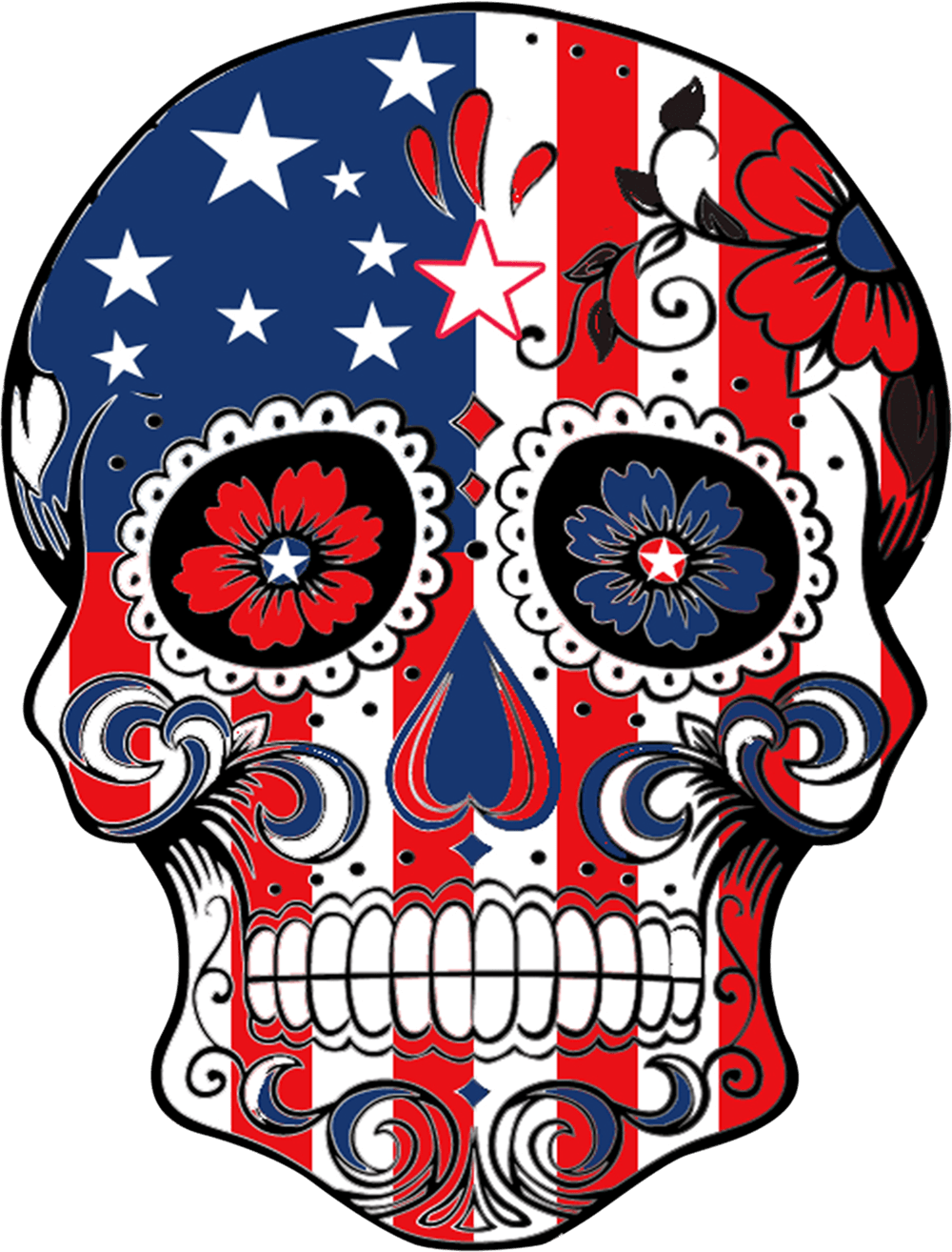 Download 1000 X 1314 3 American Flag Sugar Skull Full Size Png Image Pngkit