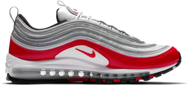 Nike Air Max 97 Shoes - Air Max 97 Pure Platinum University Red (684x682), Png Download