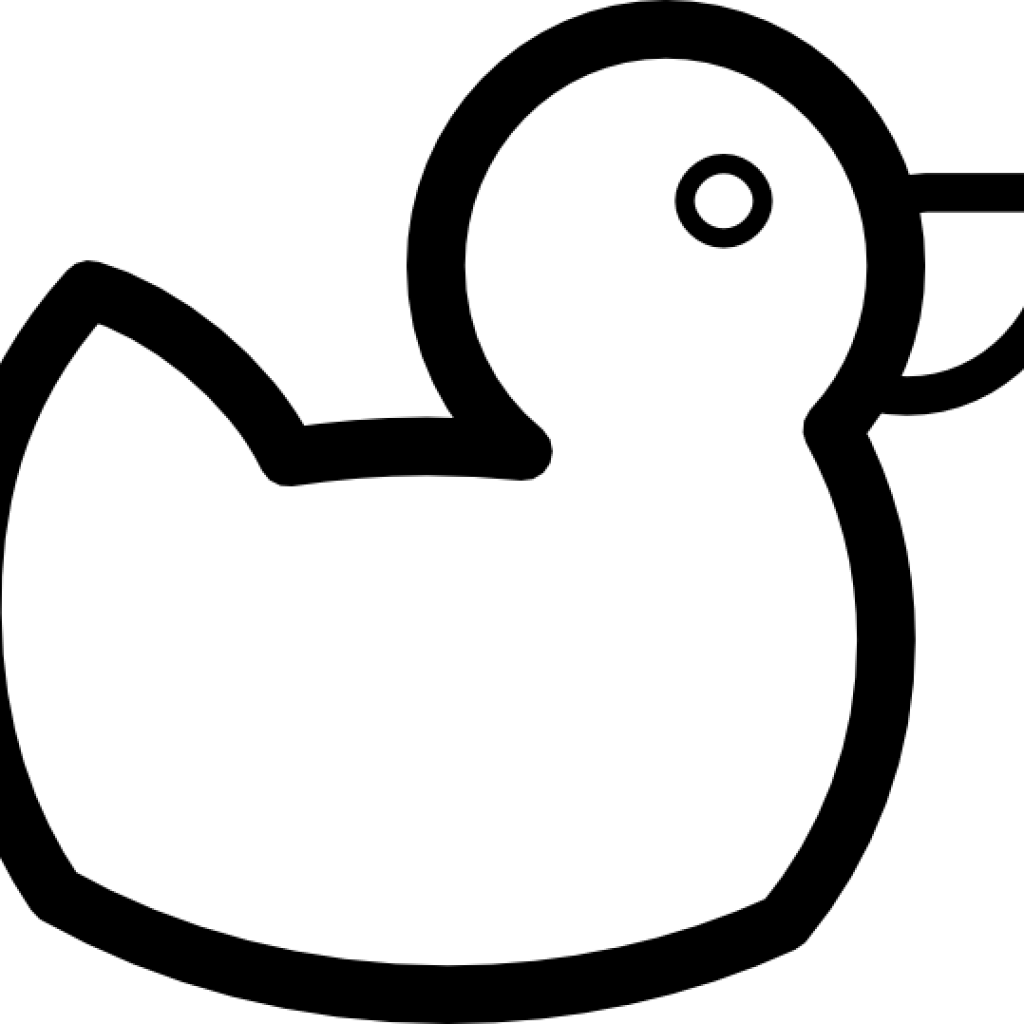 Duck Clipart Black And White Black White Duck Clip - Black And White Duck Outline (1024x1024), Png Download