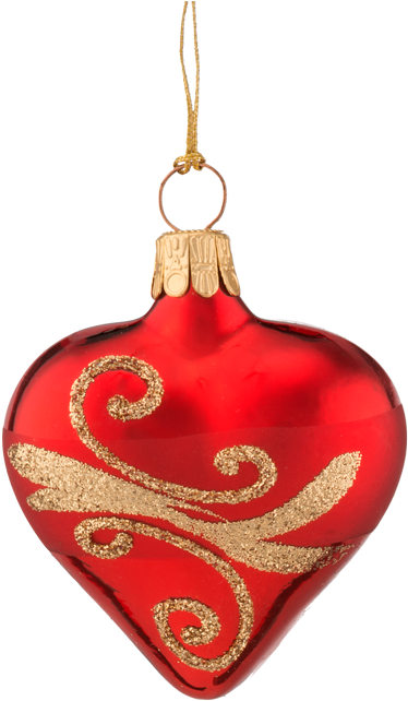 Heart-shaped Ornament With Goldglitter - Heart Christmas Ornament Png (517x700), Png Download