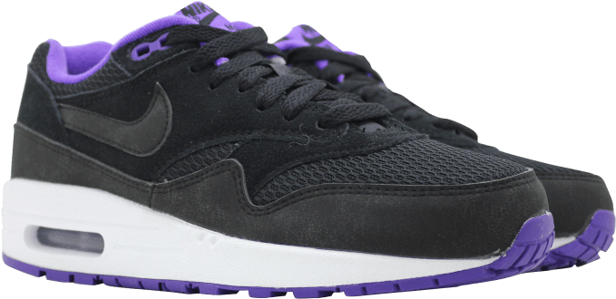 Nike Air Purple And Black - Sneakers (800x734), Png Download