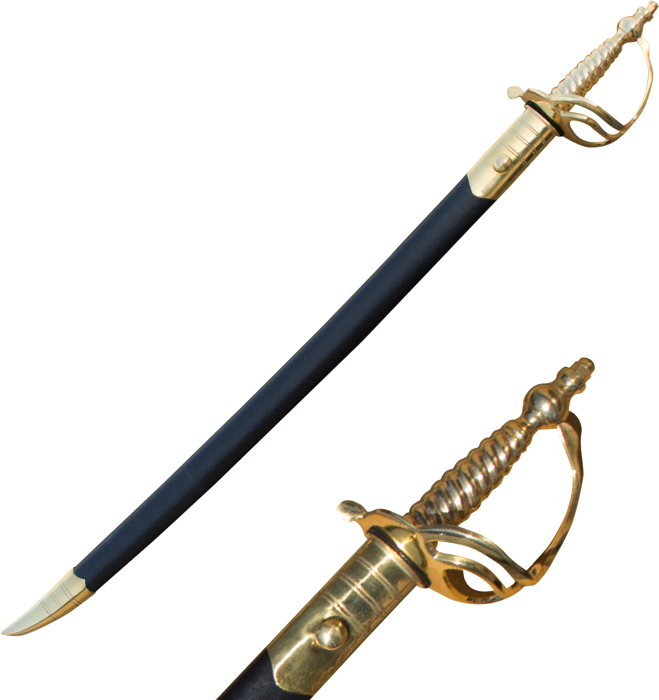 Cavalry Sword With Genuine Leather And Real Brass Scabbard - Sabre (1500x1500), Png Download