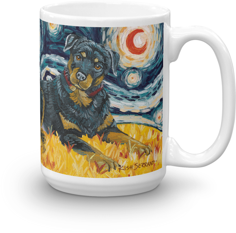 Rottweiler Starry Night Mug-15oz - Dog (1000x1000), Png Download