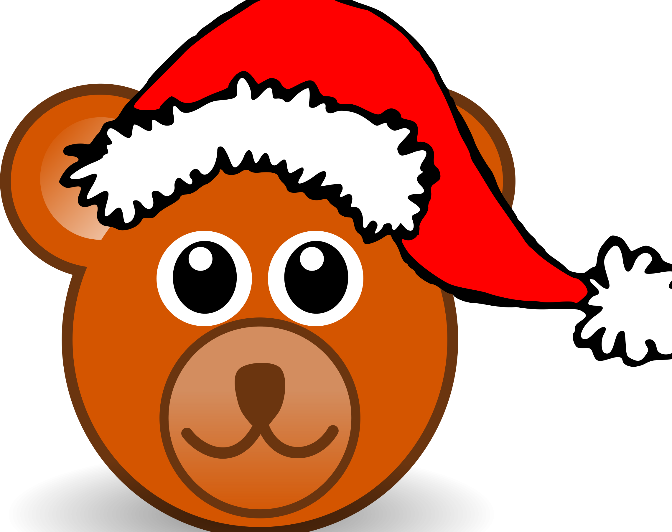 Funny Teddy Bear Face Brown With Santa Claus Hat By - Cartoon Bear Face (2280x1805), Png Download