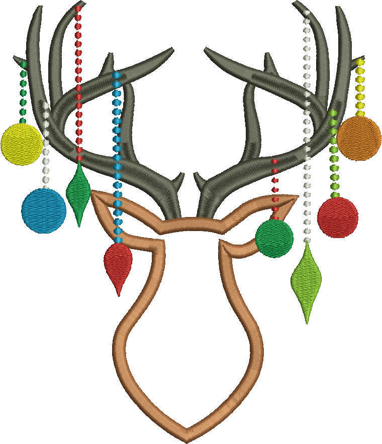 Lla0302 − Reindeer Christmas Applique (760x884), Png Download