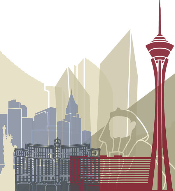 Las Vegas Skyline Poster By Pablo Romero - Las Vegas (600x656), Png Download