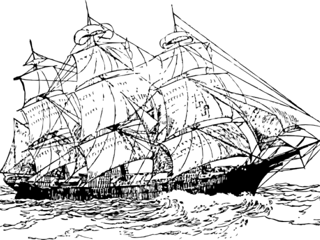 Sailing Ship Draw Png (640x480), Png Download