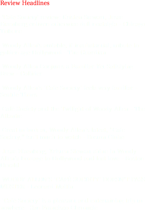 Review Headlines -'cafe Society' Review - Parallel (475x684), Png Download