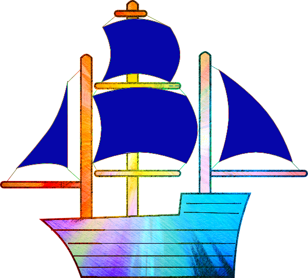 Rainbow Sailing Ship Image - Clip Art (600x542), Png Download