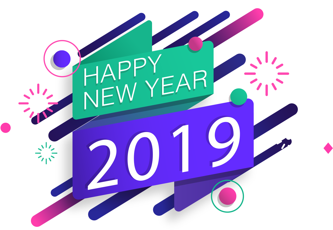 Download - Happy New Year 2019 Vector (1371x1371), Png Download