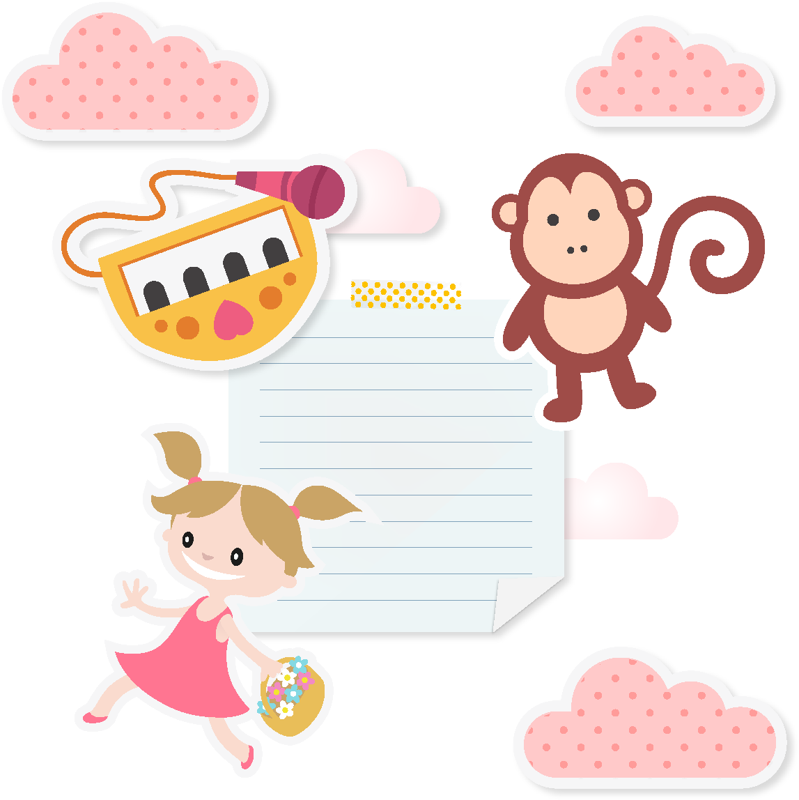 Hand Drawn Cartoon Monkey Paper Element - Cartoon (1772x1378), Png Download