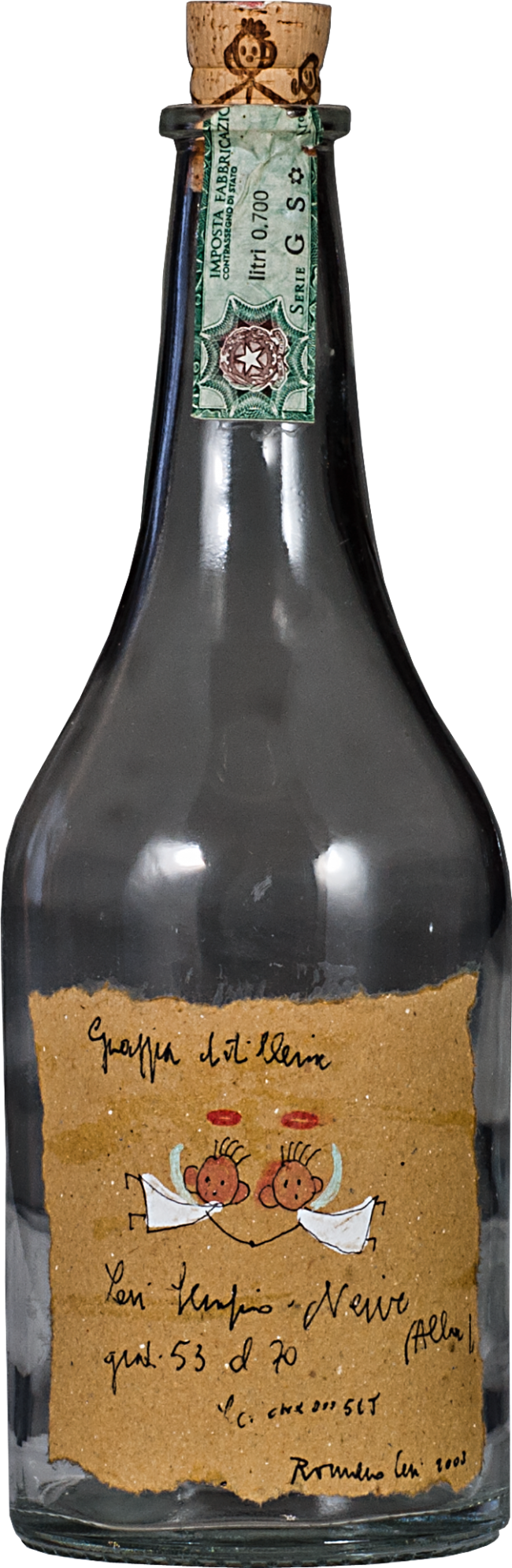 Grappa Romano Levi Empty Bottle For Collection - Glass Bottle (650x1990), Png Download
