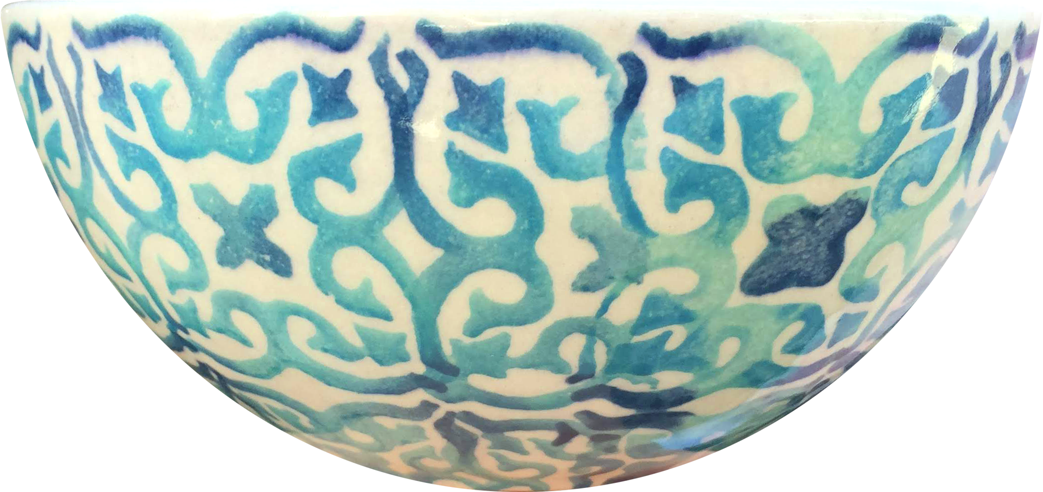 Cereal Bowl Aqua Az02-nc04 - Blue And White Porcelain (2334x1127), Png Download